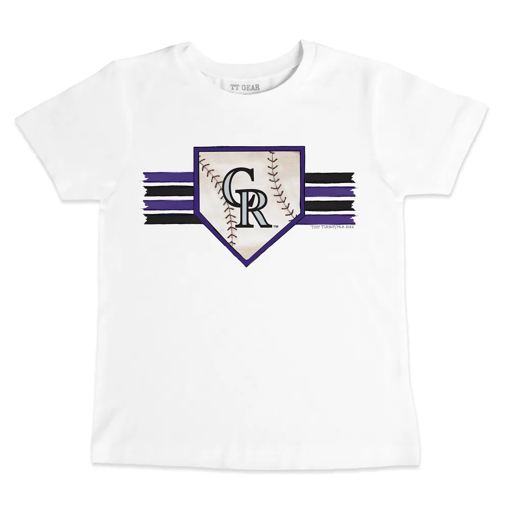 Women's Tiny Turnip Black Colorado Rockies Base Stripe T-Shirt