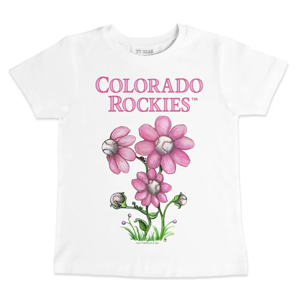 Colorado Rockies Baseball Pow Tee Shirt Women's Medium / White