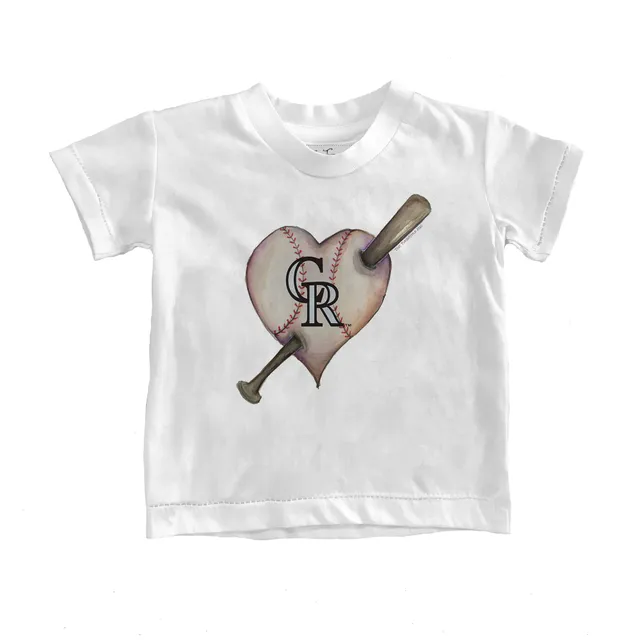Colorado Rockies Tiny Turnip Infant Baseball Cross Bats Raglan 3/4 Sleeve T- Shirt - White/Black