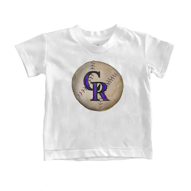 Youth Tiny Turnip White Colorado Rockies Baseball Pow T-Shirt