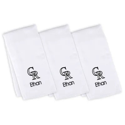 Colorado Rockies Infant Personalized Burp Cloth 3-Pack - White