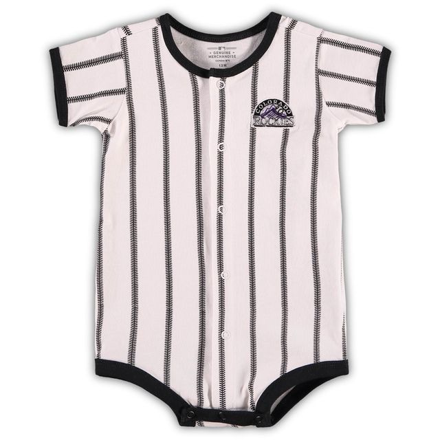 Combinaison Power Hitter blanche à fines rayures Colorado Rockies pour bébé