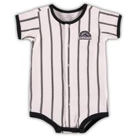 Infant White Colorado Rockies Pinstripe Power Hitter Coverall