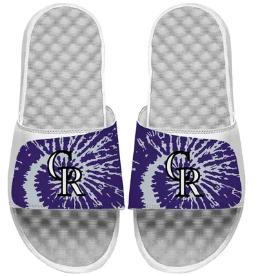 Colorado Rockies ISlide Tie Dye Slide Sandals - White