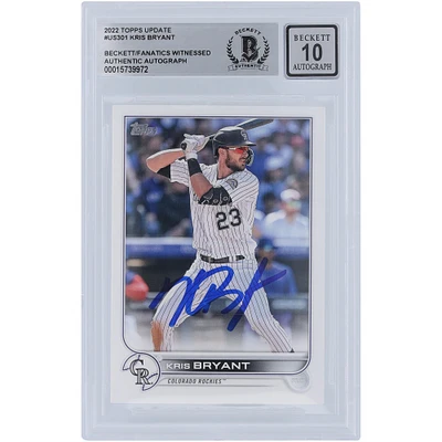 Carte autographiée Topps 2022 des Rockies du Colorado #US301 Beckett Fanatics Witnessed Authenticated 10