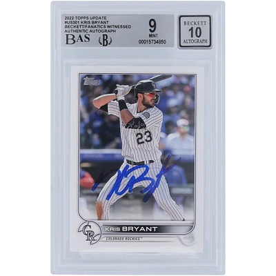 Carte autographiée Topps Update 2022 #US301 Beckett Fanatics Witnessed Authenticated 9/10 de Kris Bryant Colorado Rockies
