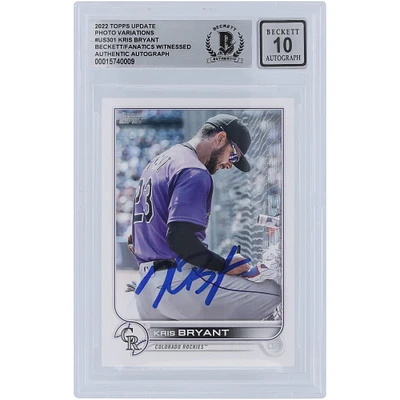 Kris Bryant Colorado Rockies Autographié 2022 Topps Mise à jour Photo Variation #US301 Beckett Fanatics Witnessed Authenticated 10 Card