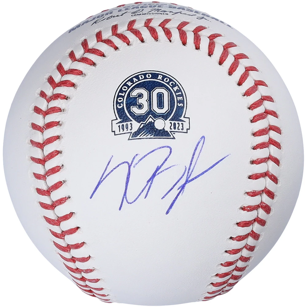 Logo autographié du 30e anniversaire des Rockies du Colorado par Kris Bryant