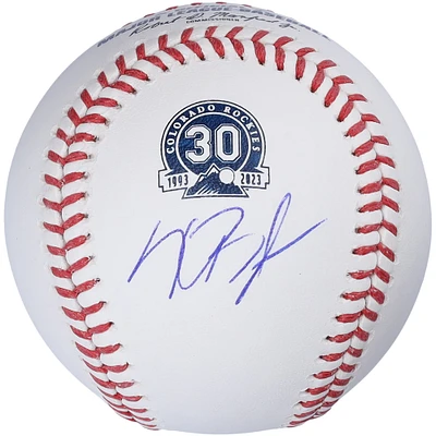 Logo autographié du 30e anniversaire des Rockies du Colorado par Kris Bryant