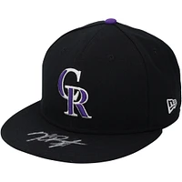 Casquette New Era noire dédicacée par Kris Bryant des Colorado Rockies