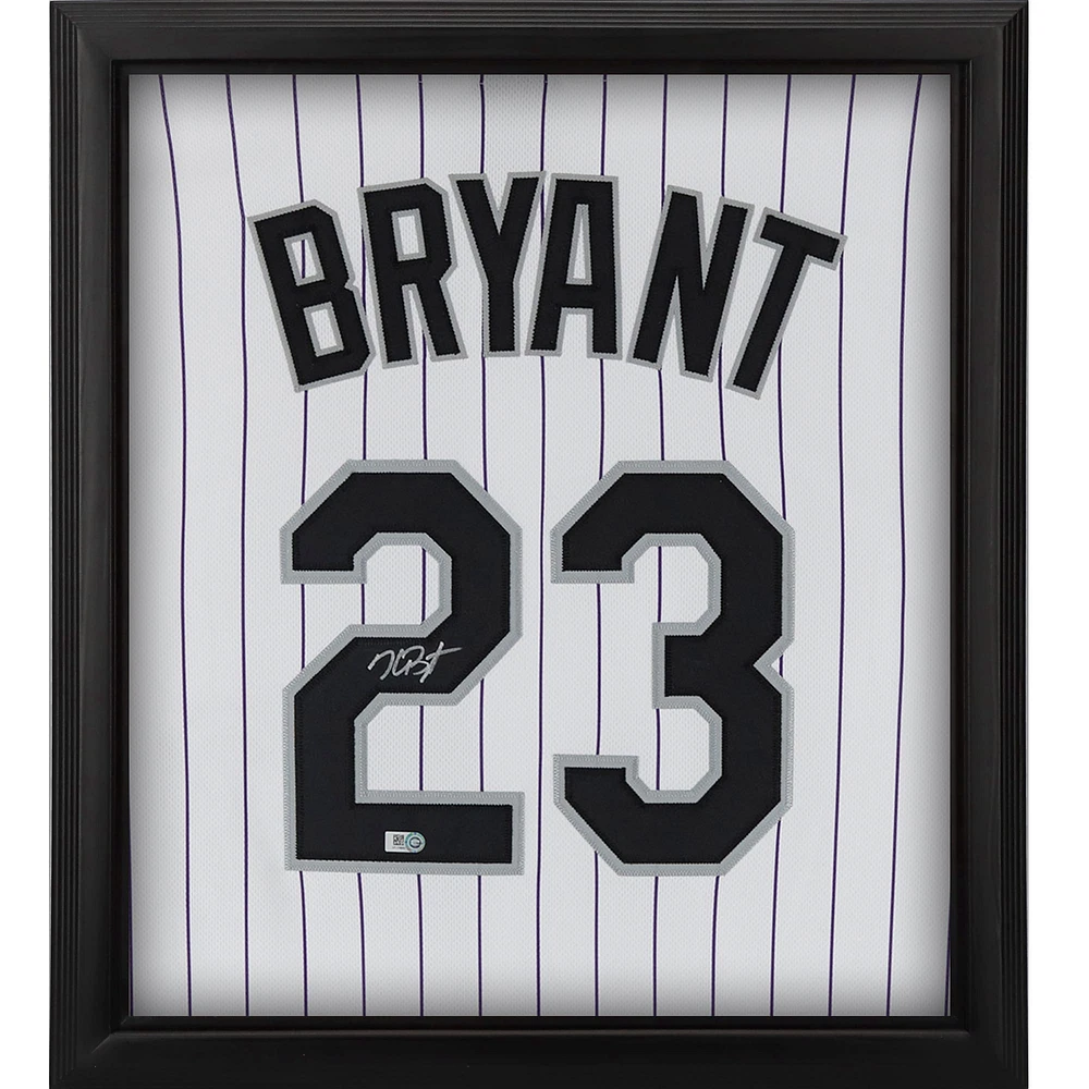 Maillot Nike authentique blanc encadré autographié par Kris Bryant des Colorado Rockies Shadowbox