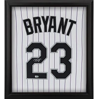 Maillot Nike authentique blanc encadré autographié par Kris Bryant des Colorado Rockies Shadowbox
