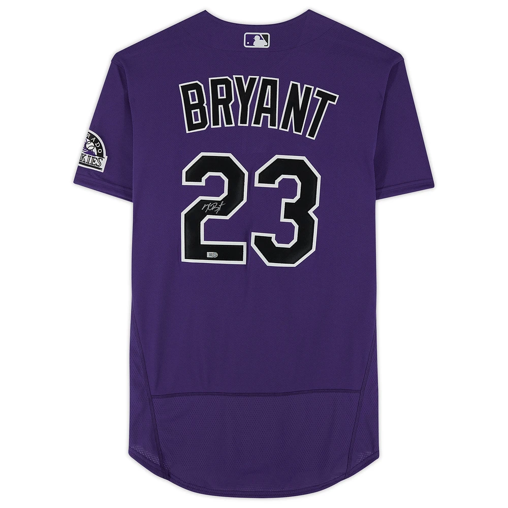 Maillot Nike authentique dédicacé par Kris Bryant des Colorado Rockies