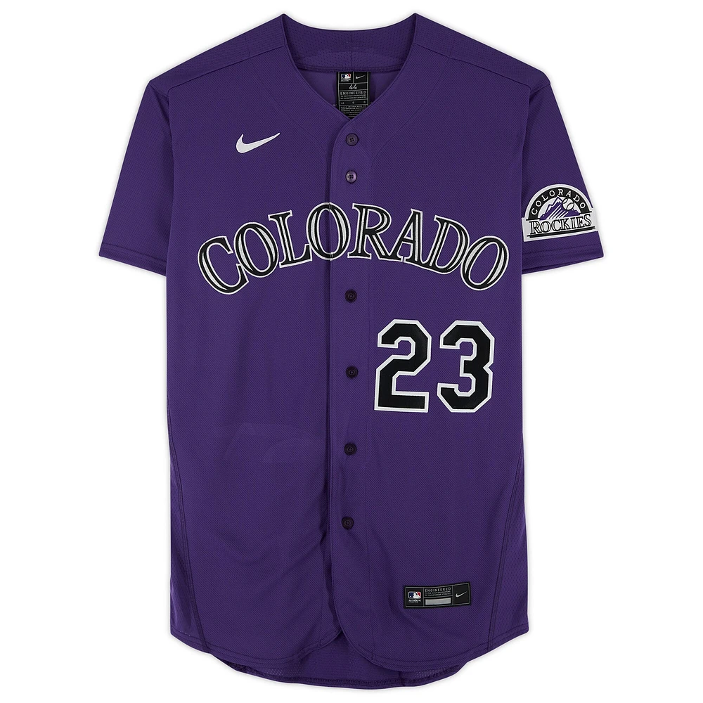 Maillot Nike authentique dédicacé par Kris Bryant des Colorado Rockies