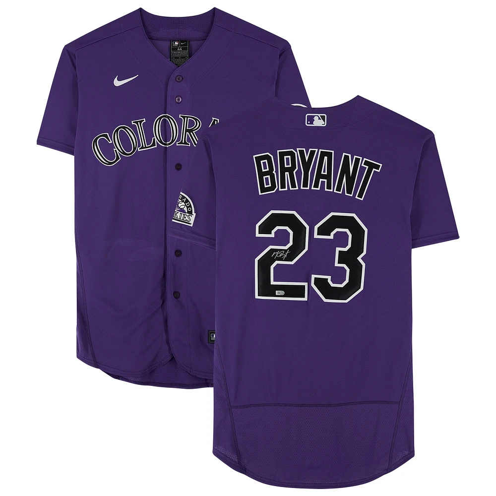Maillot Nike authentique dédicacé par Kris Bryant des Colorado Rockies