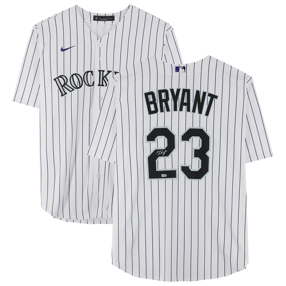 Maillot Nike réplique autographié par Kris Bryant des Colorado Rockies