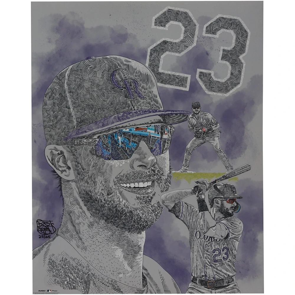 Tirage photo non signé de Kris Bryant, Colorado Rockies, 40,6 x 50,8 cm – Art de Maz Adams – Édition limitée à 25 exemplaires
