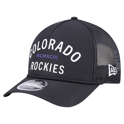 Men's New Era  Black Colorado Rockies Minimalist 9FORTY A-Frame Adjustable Hat