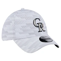 Casquette New Era blanche Colorado Rockies Graded 39THIRTY Flex pour homme