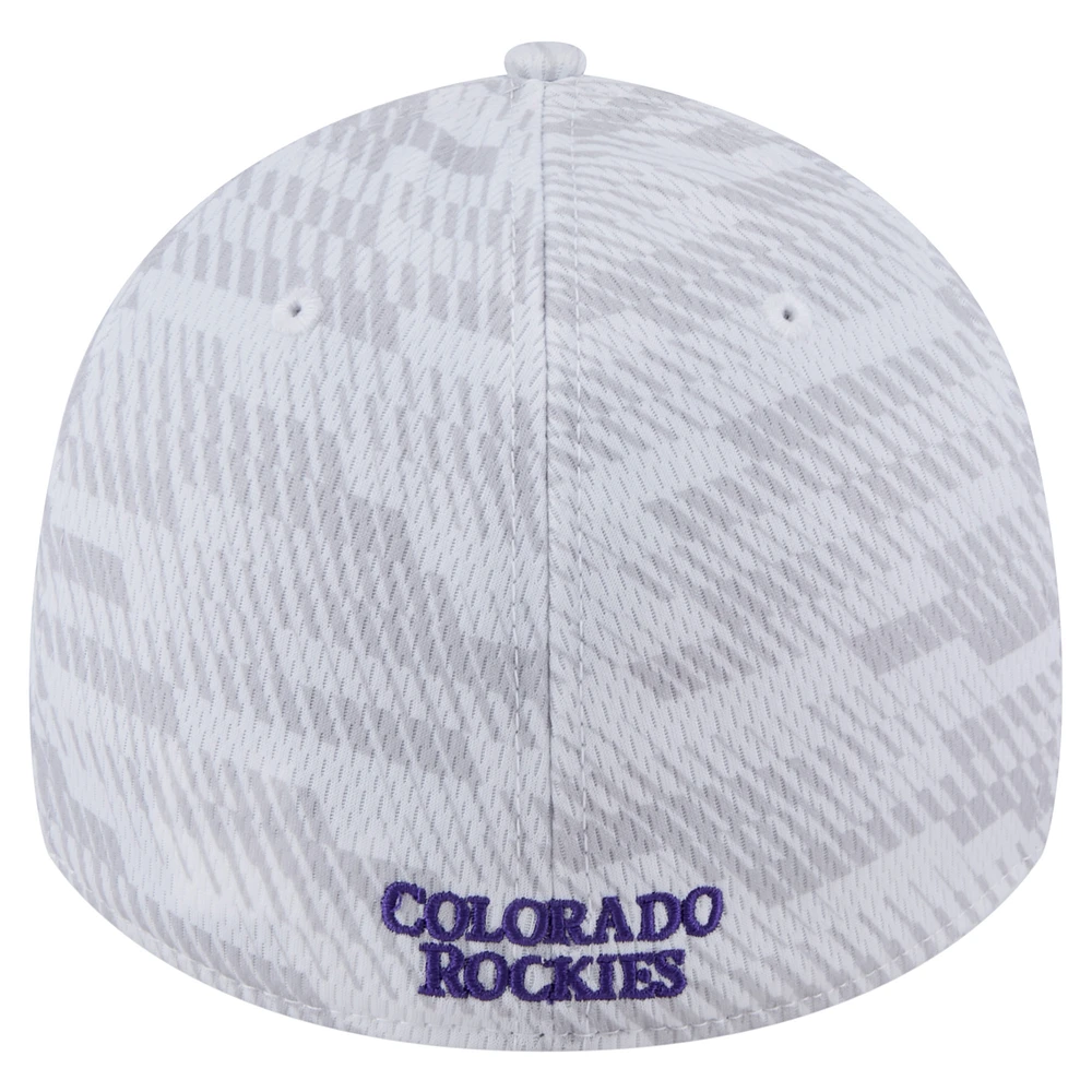 Casquette New Era blanche Colorado Rockies Graded 39THIRTY Flex pour homme