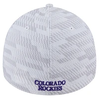 Casquette New Era blanche Colorado Rockies Graded 39THIRTY Flex pour homme