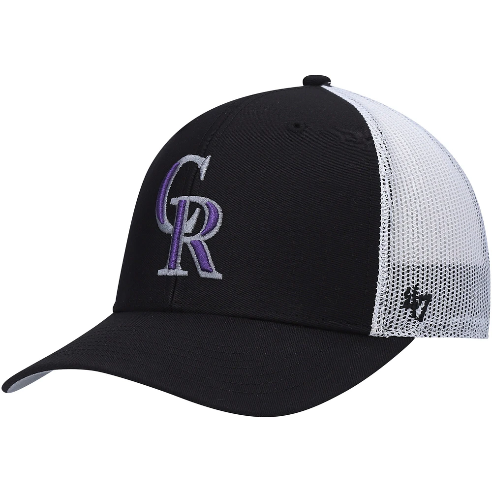 Casquette de camionneur à logo principal Colorado Rockies '47 noir/blanc pour homme