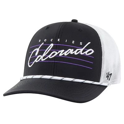 Casquette ajustable noire Colorado Rockies Downburst Trucker '47 pour homme