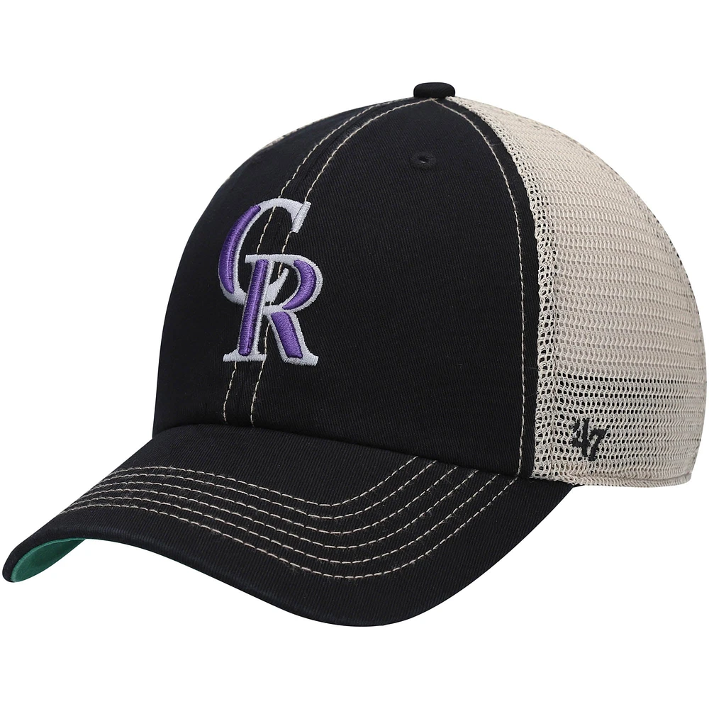 Men's '47 Black Colorado Rockies Trawler Clean Up Trucker Snapback Hat