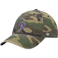 Casquette réglable '47 Camo Colorado Rockies Team Clean Up pour homme