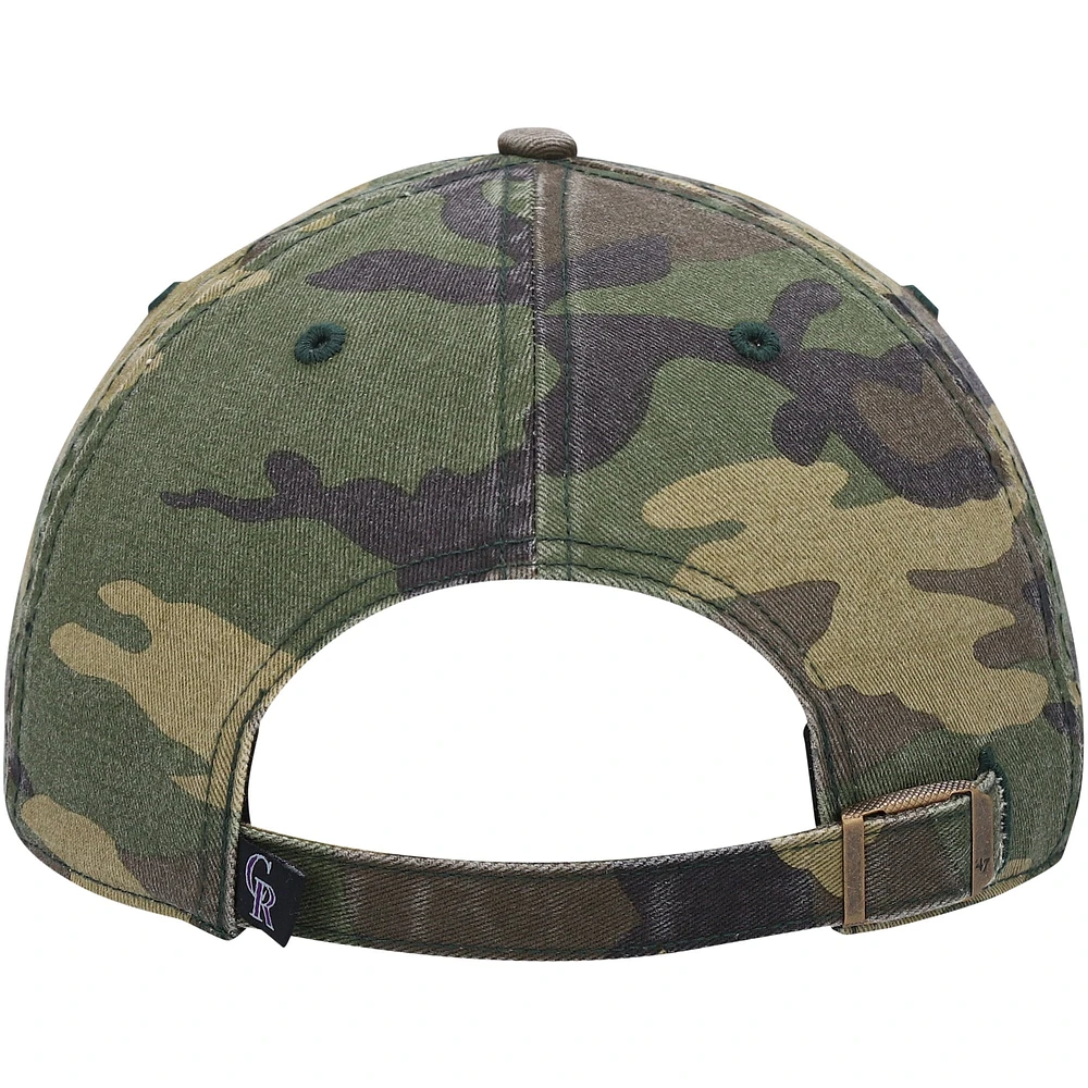 Casquette réglable '47 Camo Colorado Rockies Team Clean Up pour homme