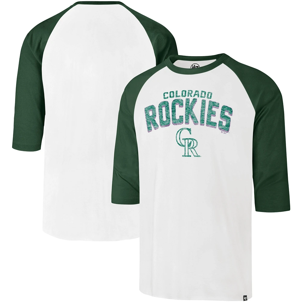 T-shirt à manches 3/4 crème '47 Colorado Rockies City Connect Crescent Franklin Raglan pour hommes