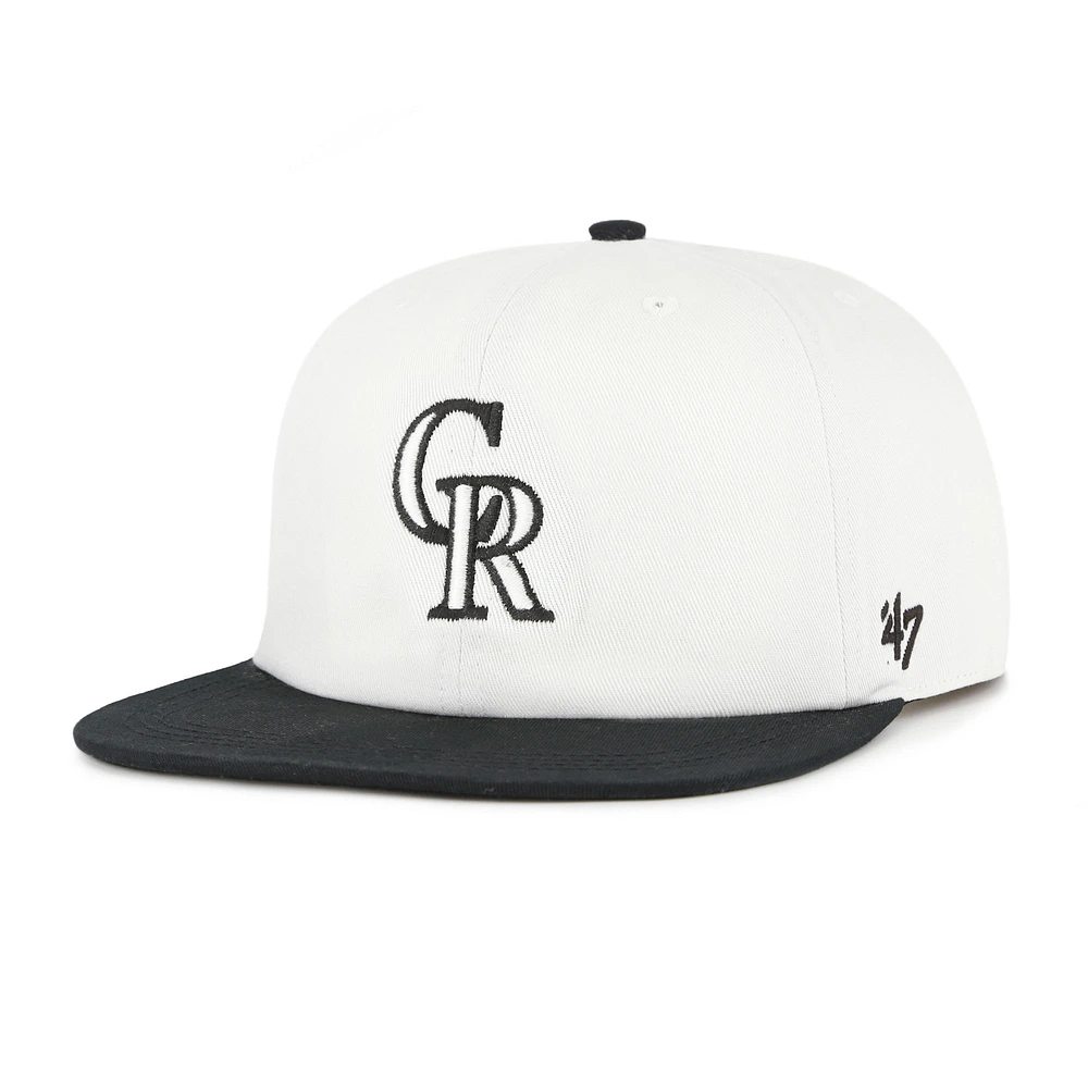 Men's '47 White/Black Colorado Rockies Foundation Captain Snapback Hat