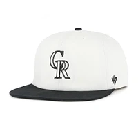 Men's '47 White/Black Colorado Rockies Foundation Captain Snapback Hat