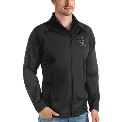 Women's Colorado Rockies Antigua Black Links Full-Zip Golf Jacket