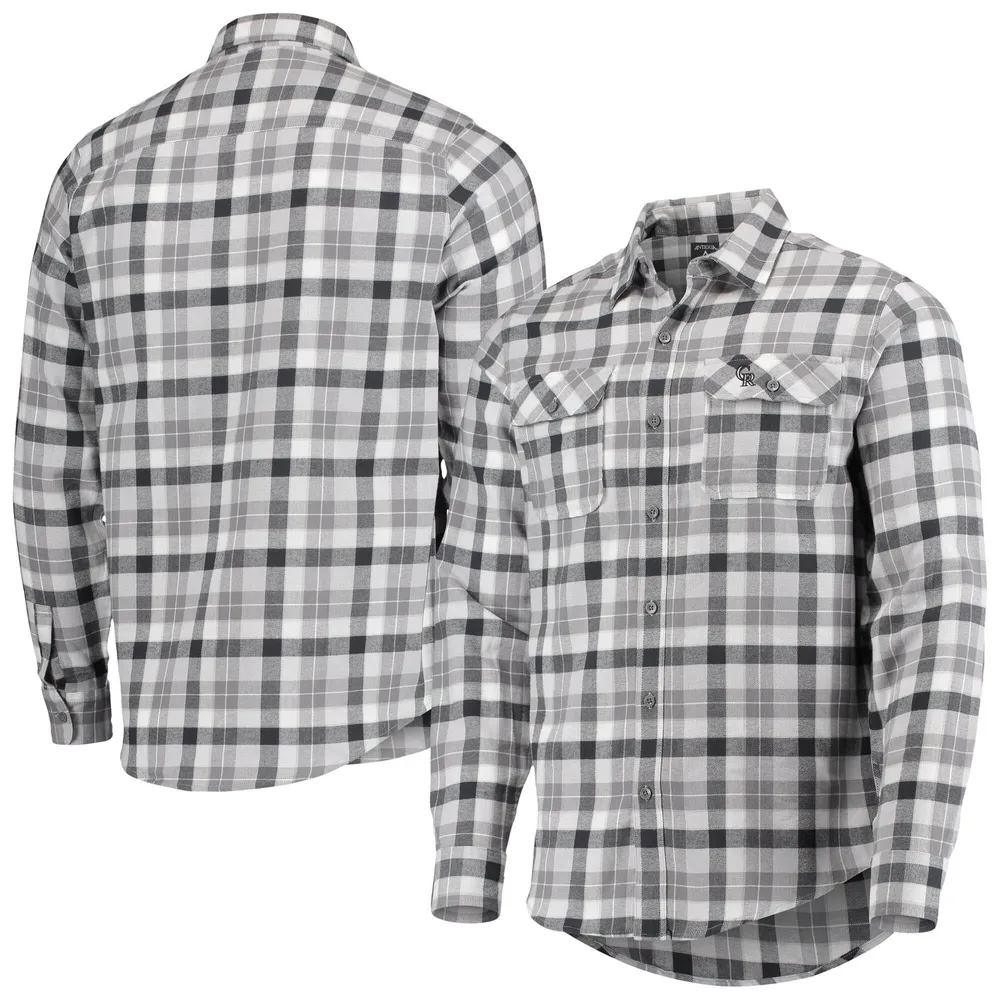 Lids Colorado Rockies Antigua Ease Flannel Button-Up Long Sleeve Shirt -  Gray/White