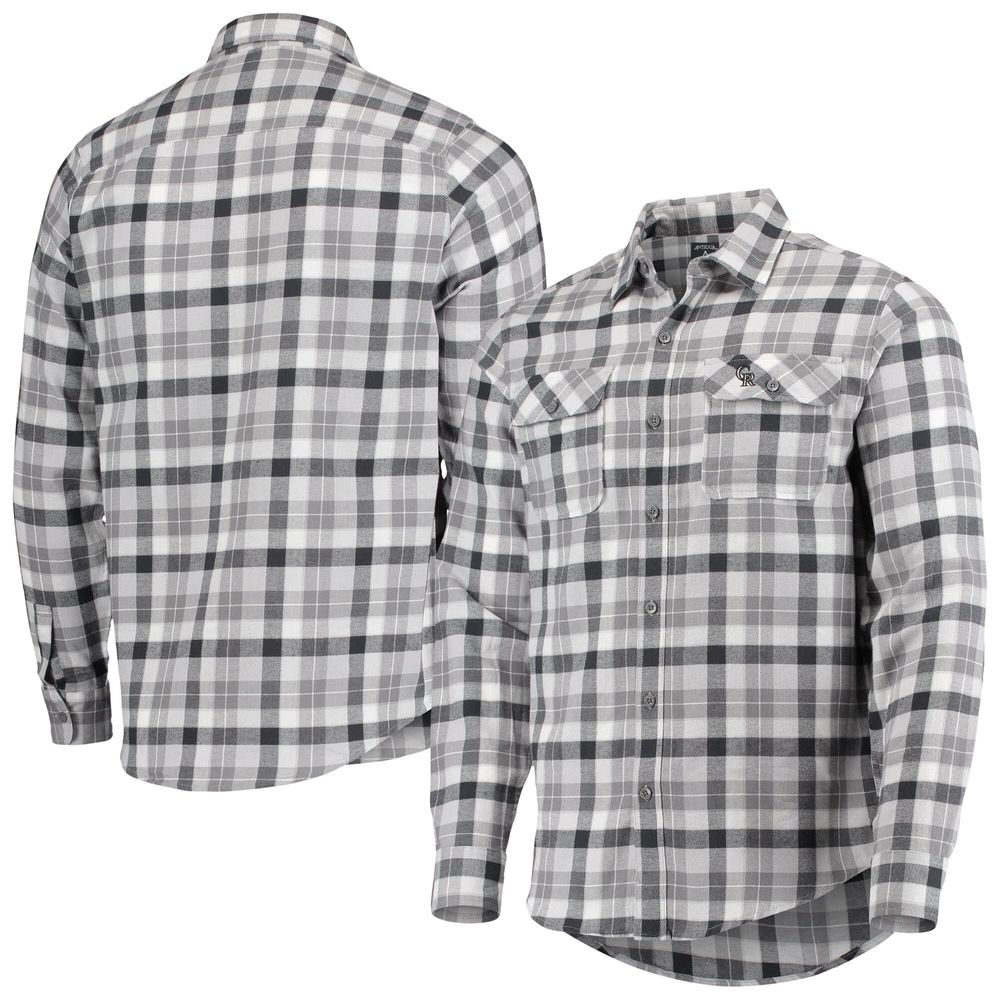 Antigua Men's Antigua Gray/White Colorado Rockies Ease Flannel Button-Up Long  Sleeve Shirt