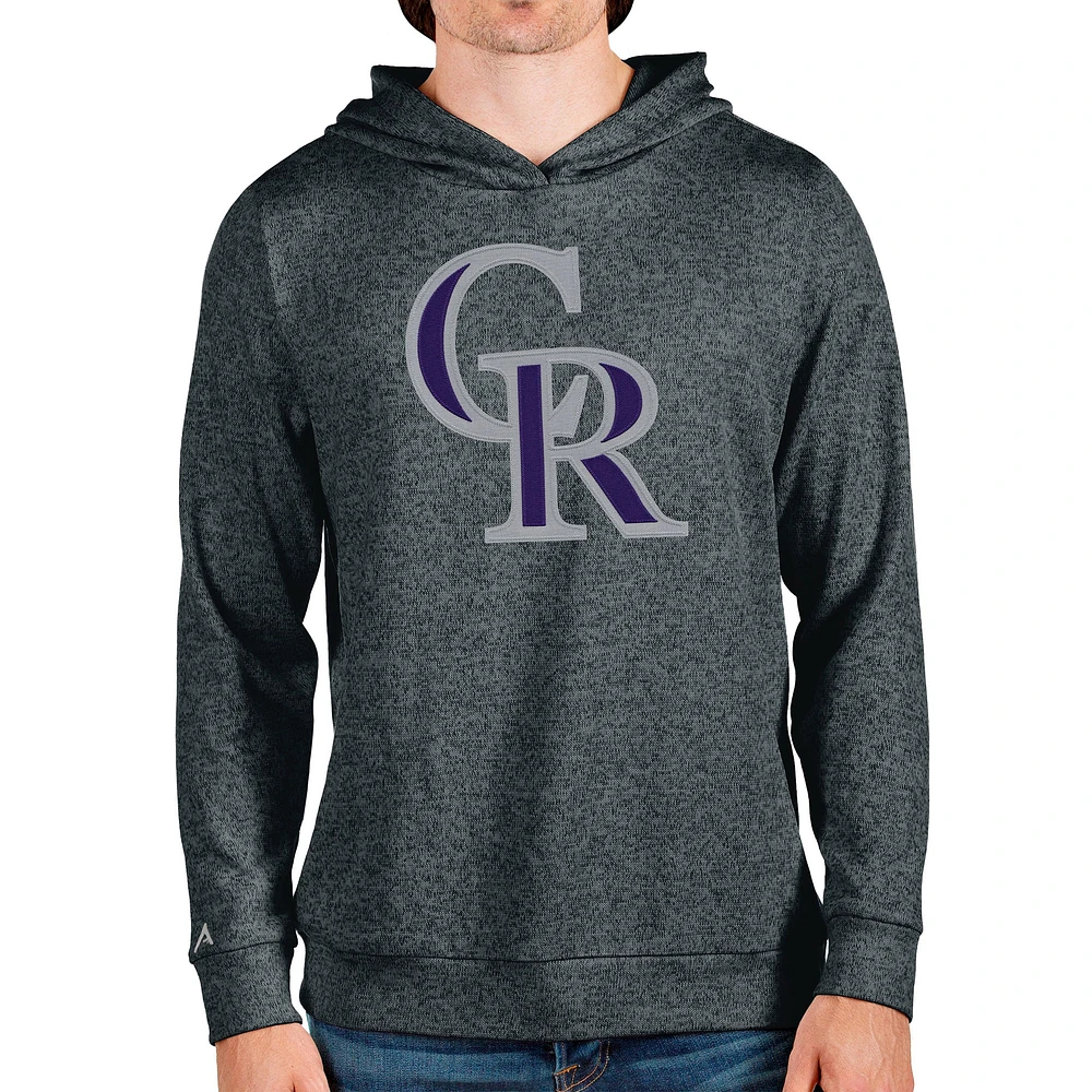 Sweat à capuche enfiler Absolute pour homme avec logo de l'équipe Colorado Rockies en anthracite chiné Antigua