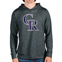 Sweat à capuche enfiler Absolute pour homme avec logo de l'équipe Colorado Rockies en anthracite chiné Antigua