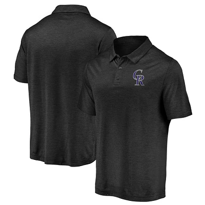 Polo léger à logo principal rayé emblématique des Colorado Rockies pour hommes, noir