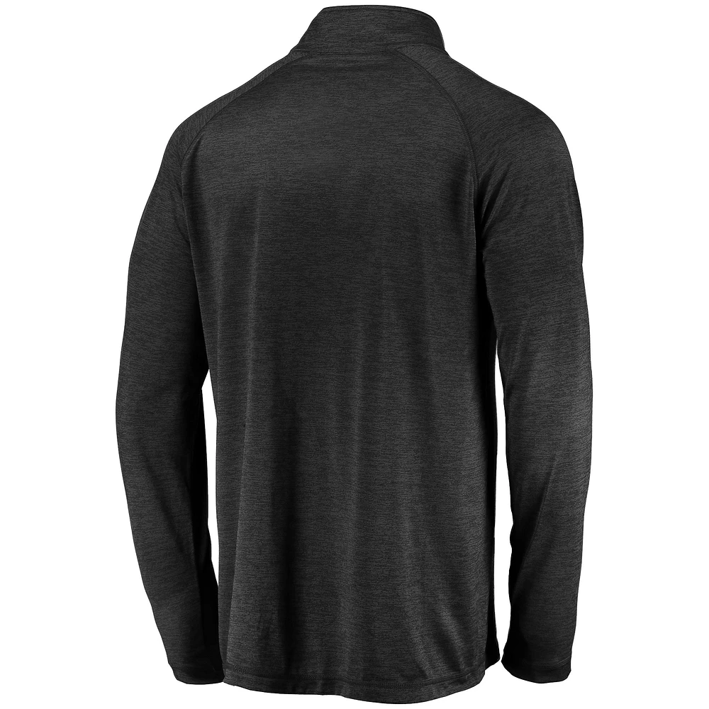 Men's Black Colorado Rockies Iconic Striated Primary Logo Raglan Quarter-Zip Pullover Jacket