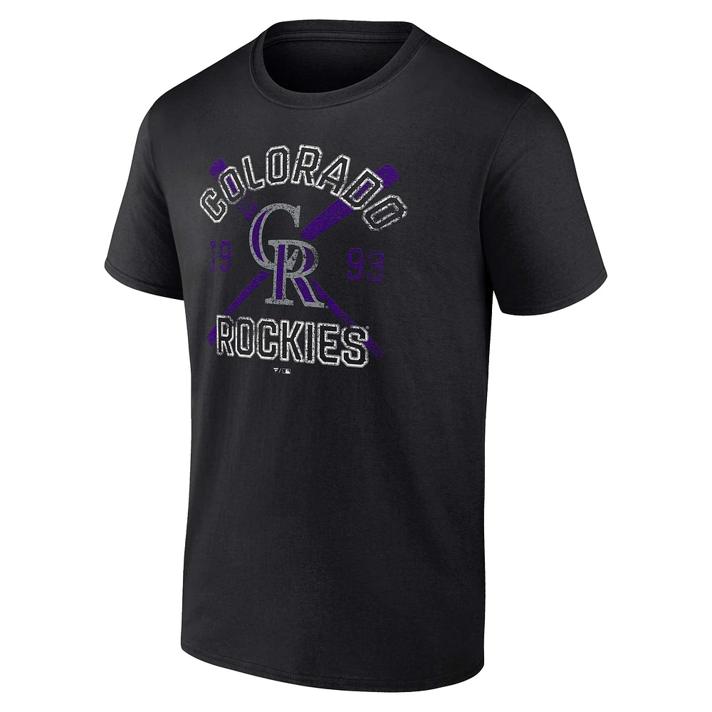 T-shirt noir pour homme Colorado Rockies Second Wind