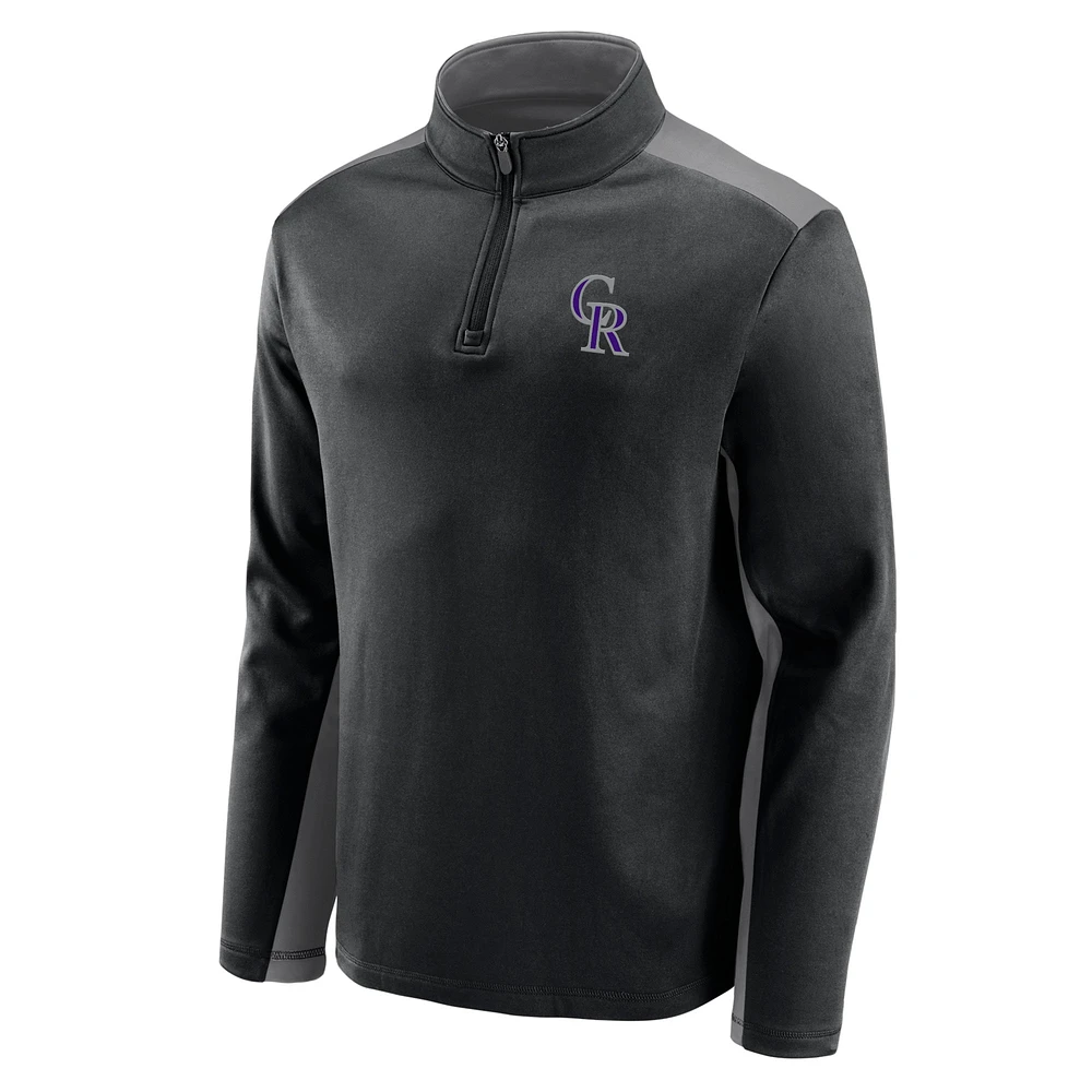 Men's Black Colorado Rockies Team Primary Logo Quarter-Zip Jacket