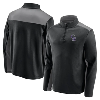 Veste zippée quart de tour avec logo principal l'équipe des Rockies du Colorado pour hommes, noire