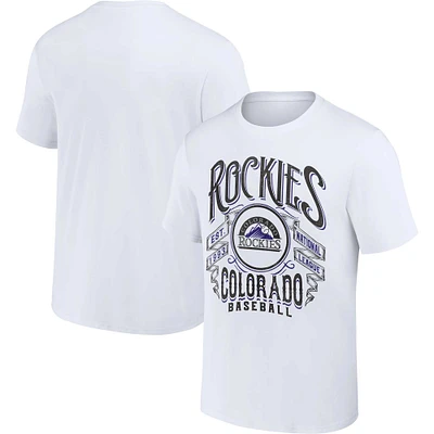 Collection Darius Rucker pour homme par Fanatics - T-shirt Colorado Rockies en détresse Rock homme, blanc