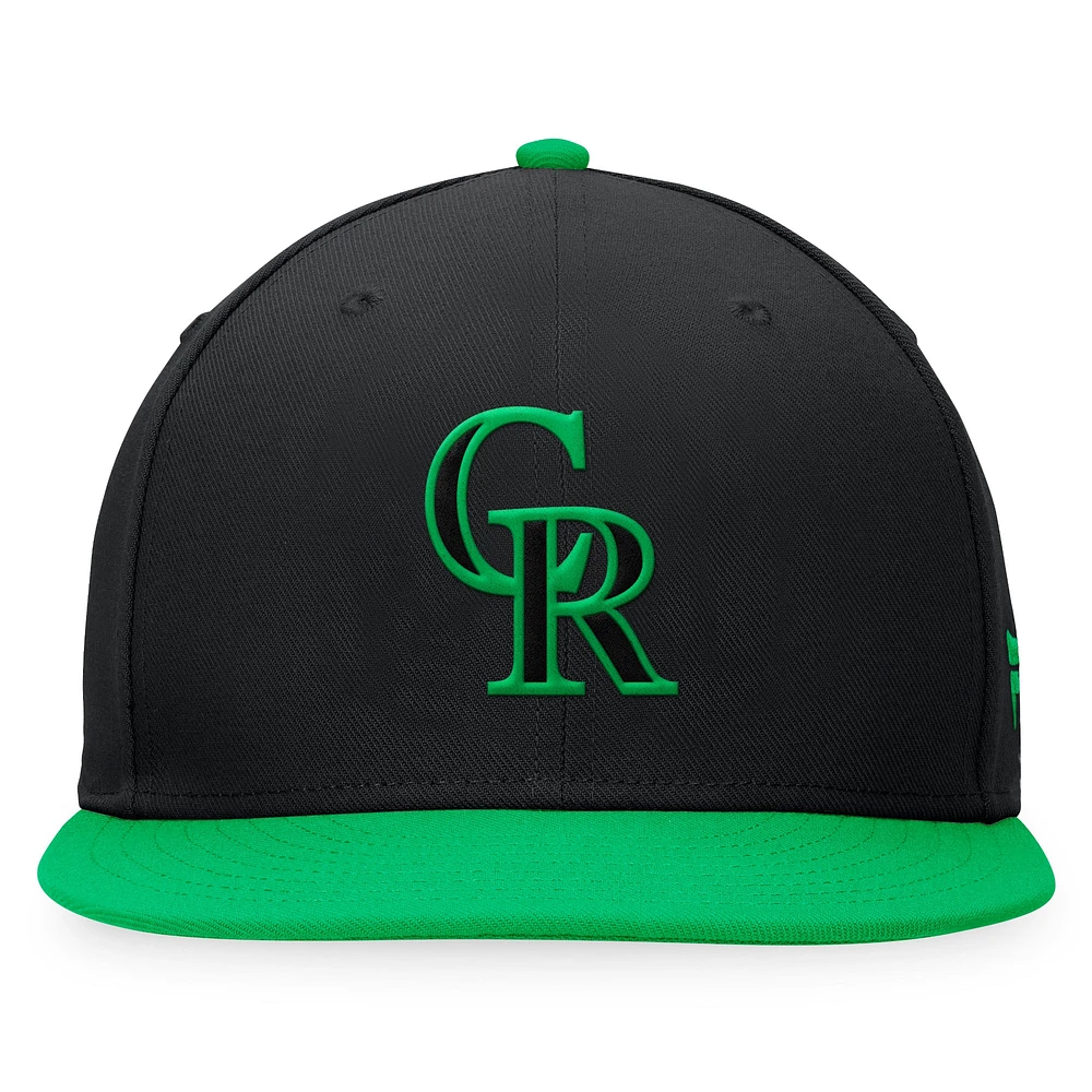 Men's Fanatics Black/Kelly Green Colorado Rockies Lucky Snapback Hat