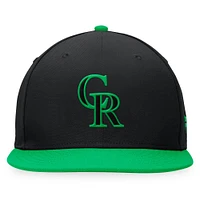 Men's Fanatics Black/Kelly Green Colorado Rockies Lucky Snapback Hat