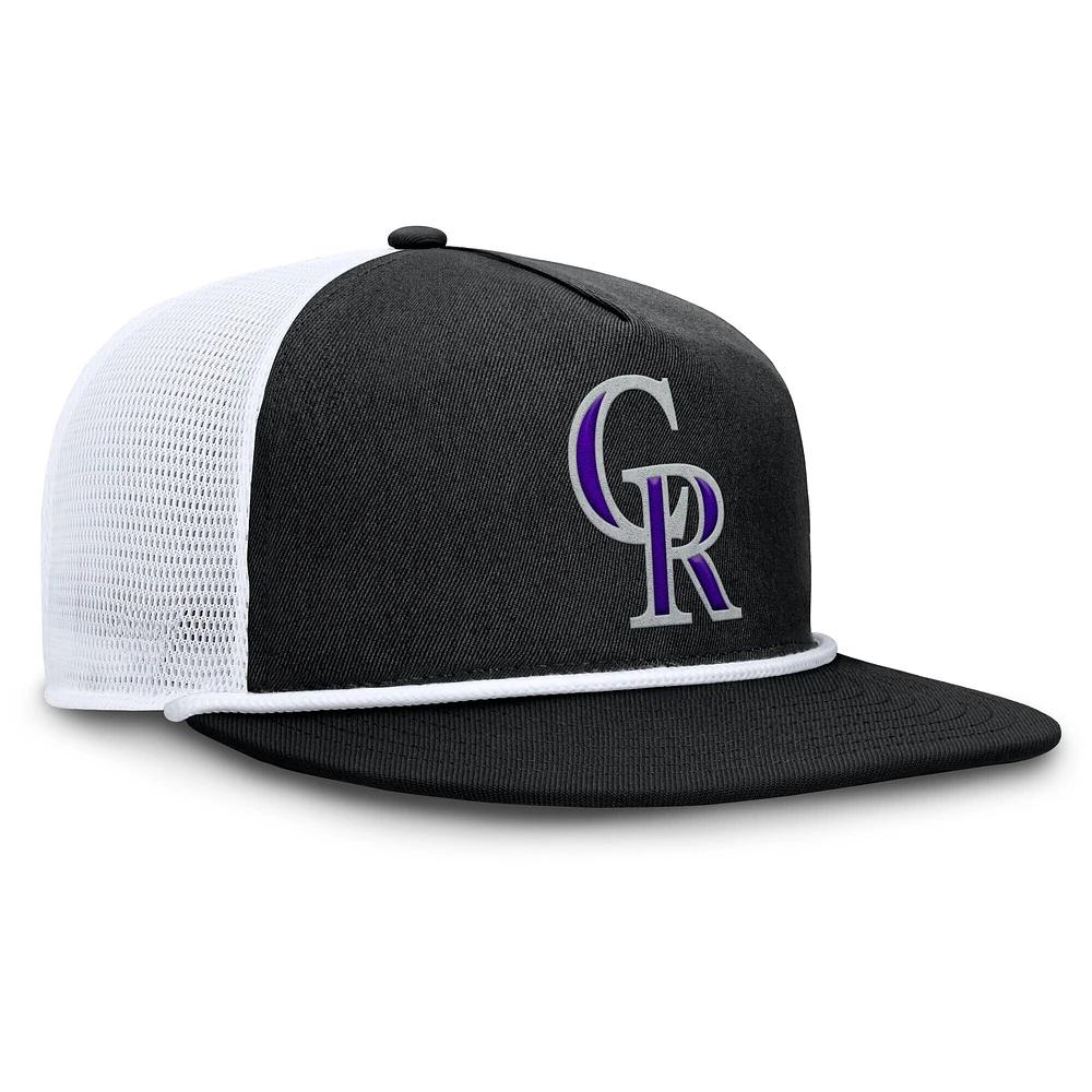 Casquette snapback Fanatics noire/blanche pour homme Colorado Rockies Clubhouse Change Up