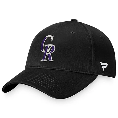 Casquette réglable Fanatics Black Colorado Rockies Cooperstown Collection Core pour hommes