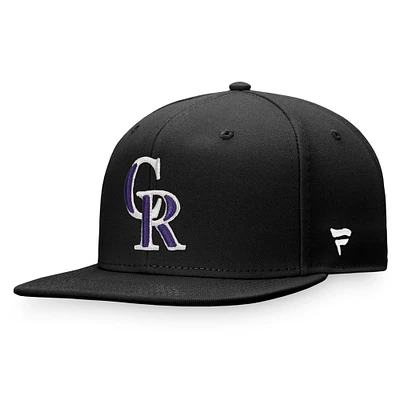 Casquette Snapback Core Snapback Fanatics pour hommes, noire, Colorado Rockies, collection Cooperstown