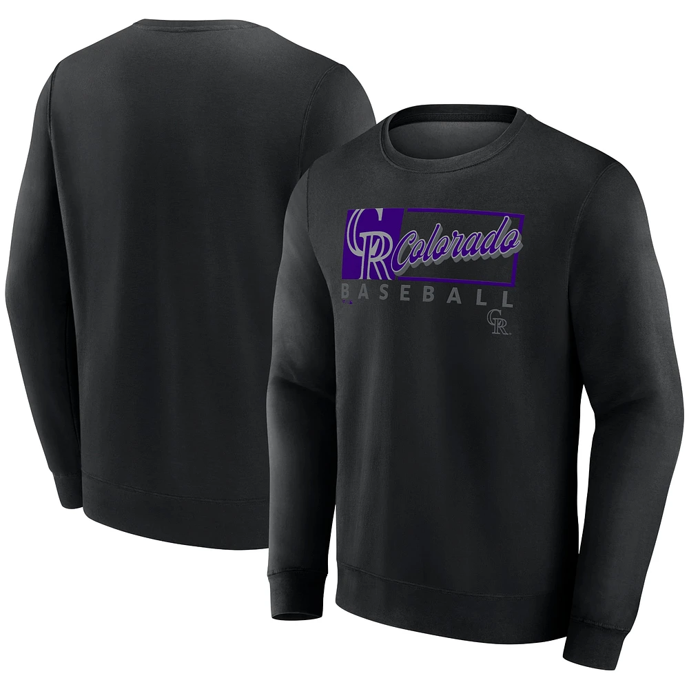 Men's Fanatics Black Colorado Rockies Focus Fleece Pullover Sweatshirt